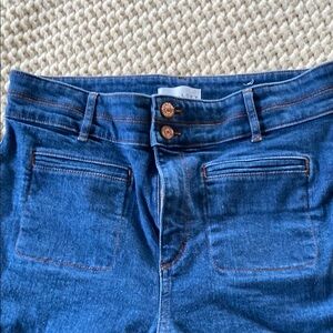 LOFT High Rise Blue Jeans with Stylish Double Button